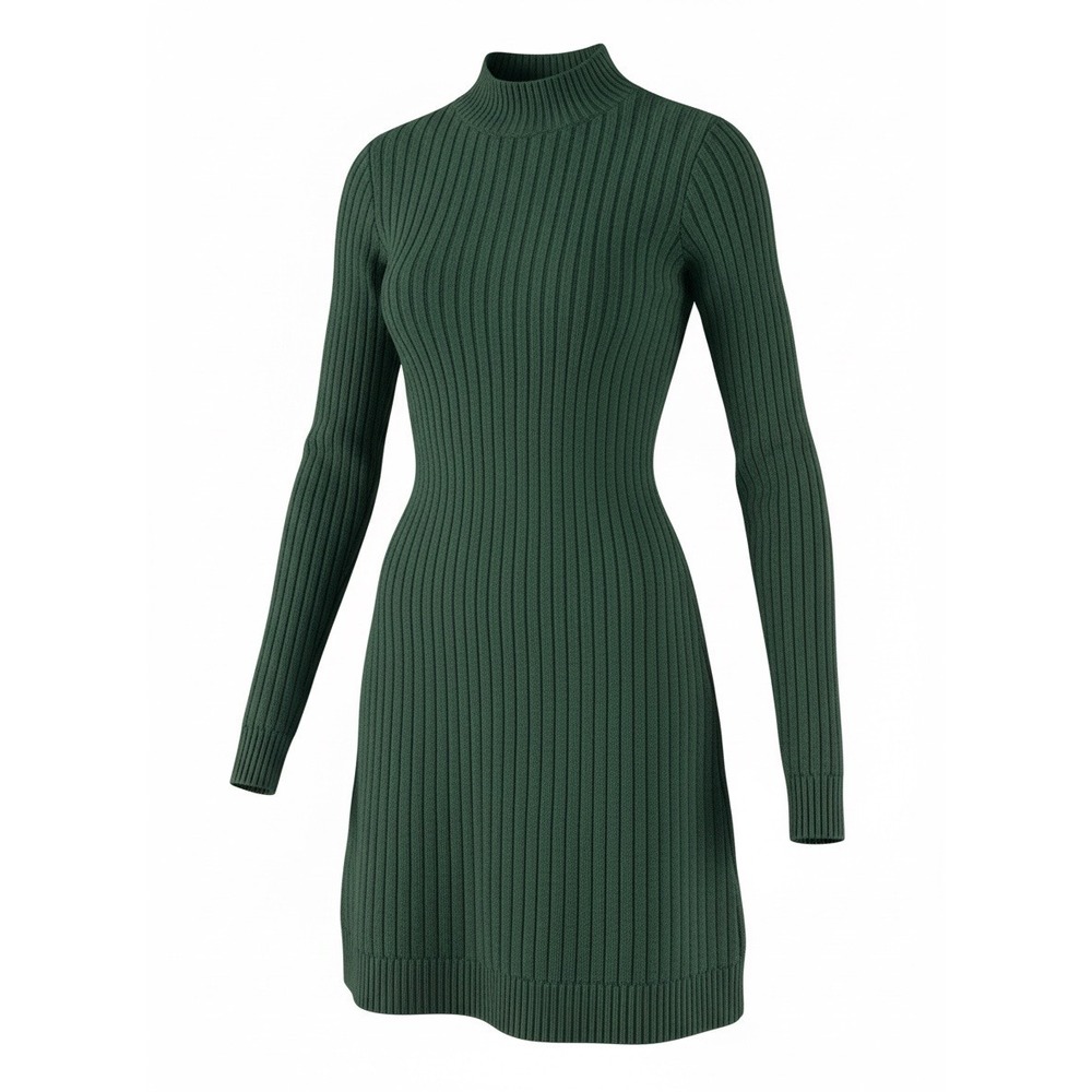 Hollister Sweater Dress Womens XS Green Ribbed Mock Neck Long Sleeve 359S0040